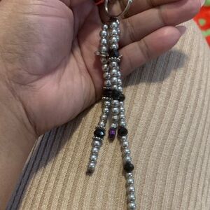 Handmade Silver and Black Beaded Key Holder